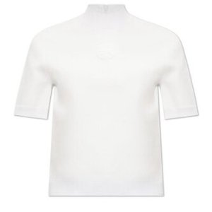 Tory Burch 로고 엠보싱 모크넥 반소매 티셔츠 157562