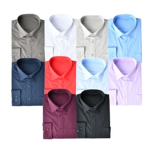 남자 와이셔츠 일반핏 긴팔 정장 남성 남방 구김없는 스판 무지 드레스 빅사이즈