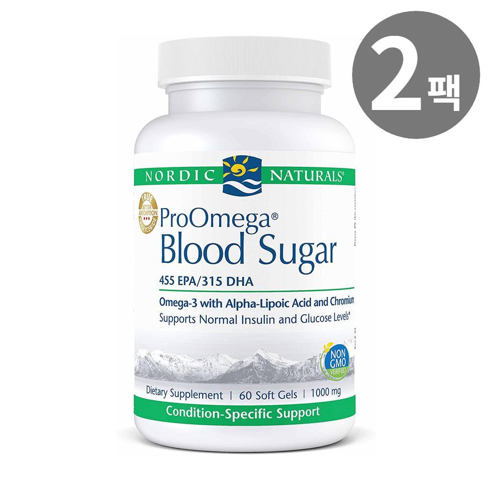 노르딕내추럴스 프로<b>오메가 블러드 슈가 896mg</b> EPA 455 DHA 315 60소프트젤 2팩