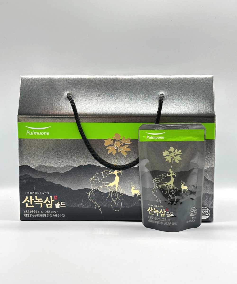 풀무원 산녹삼골드 녹즙 산삼배양근 맥문동 녹용 건강즙 100ml 30포