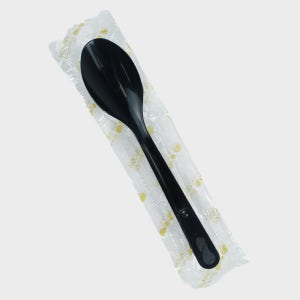 고강도 일회용수저 개별포장 숟가락 170mm 1,500개 검정 투명