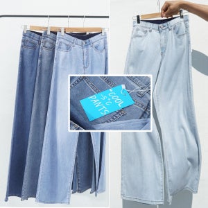 (S-3XL) (숏/롱) 경량팬츠 쿨 와이드 데님팬츠 빅사이즈 아이스진 히든밴딩 키작키큰 스판 여름청바지 NA7131NA7133NA7135NA7137