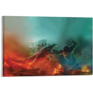 Godzilla Vs Kong 고질라 대 콩 포스터 캔버스 인쇄 벽아트 유채화 모던 홈장식 생일선물 바로걸수 있습니다08x12inch(20x30cm)