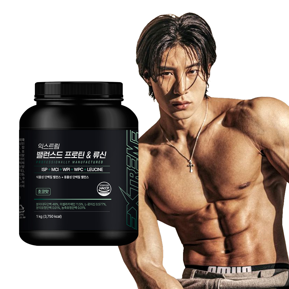 익스트림 밸런스드 프로틴 류신 단백질 보충제 파우더 쉐이크 초코맛 1kg, 1개
