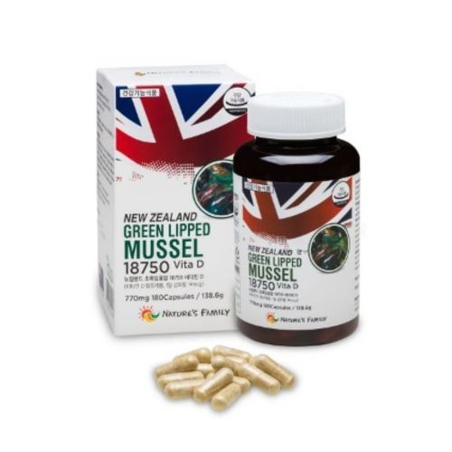 호주 <b>네이처스패밀리</b> 초록입홍합 18750 비타민D 770mg 180캡슐(유통기한 26년 7월 31일)