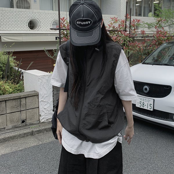 기획 얇은 경량 후드 바람막이 조끼 오버핏 베스트 여름 윈드자켓 집업 러닝