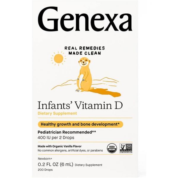 Genexa <b>제넥사</b> 유아의 <b>비타민 D</b> 강하 - 270인분 (3pk) 건강한 성장 촉진 유기농, 글루텐 프리 및 비-GMO