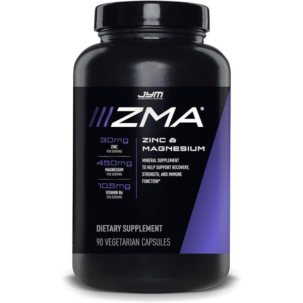 <b>JYM Supplement Science</b> ZMA <b>JYM</b>, 아연 및 마그네슘 보충제 - 아연, <b>비타민 B6</b>, YM 과학, 채식 캡슐 90개