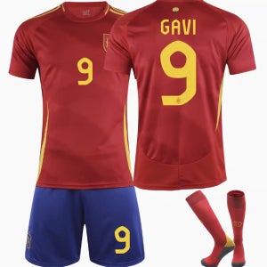 라민야말 스페인 축구 유니폼 2024 국대 홈 어린이 키즈 가비 축구복 반티 커스텀마킹