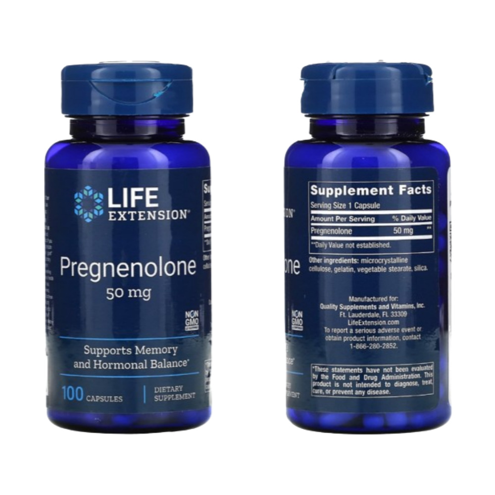 라이프익스텐션 <b>프레그네놀론 50mg</b> 100캡슐 DHEA 전구체