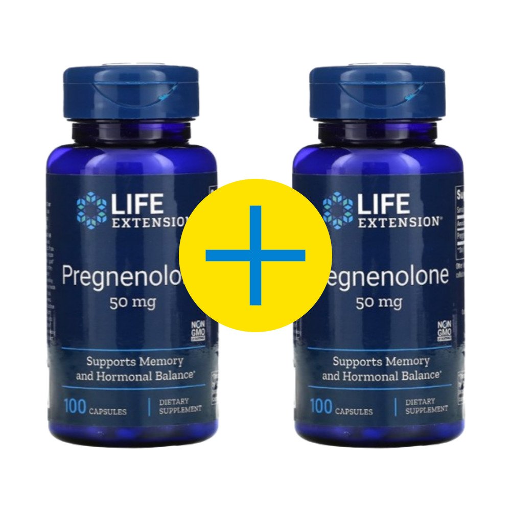 라이프익스텐션 <b>프레그네놀론 50mg</b> 100캡슐 2개 DHEA 전구체
