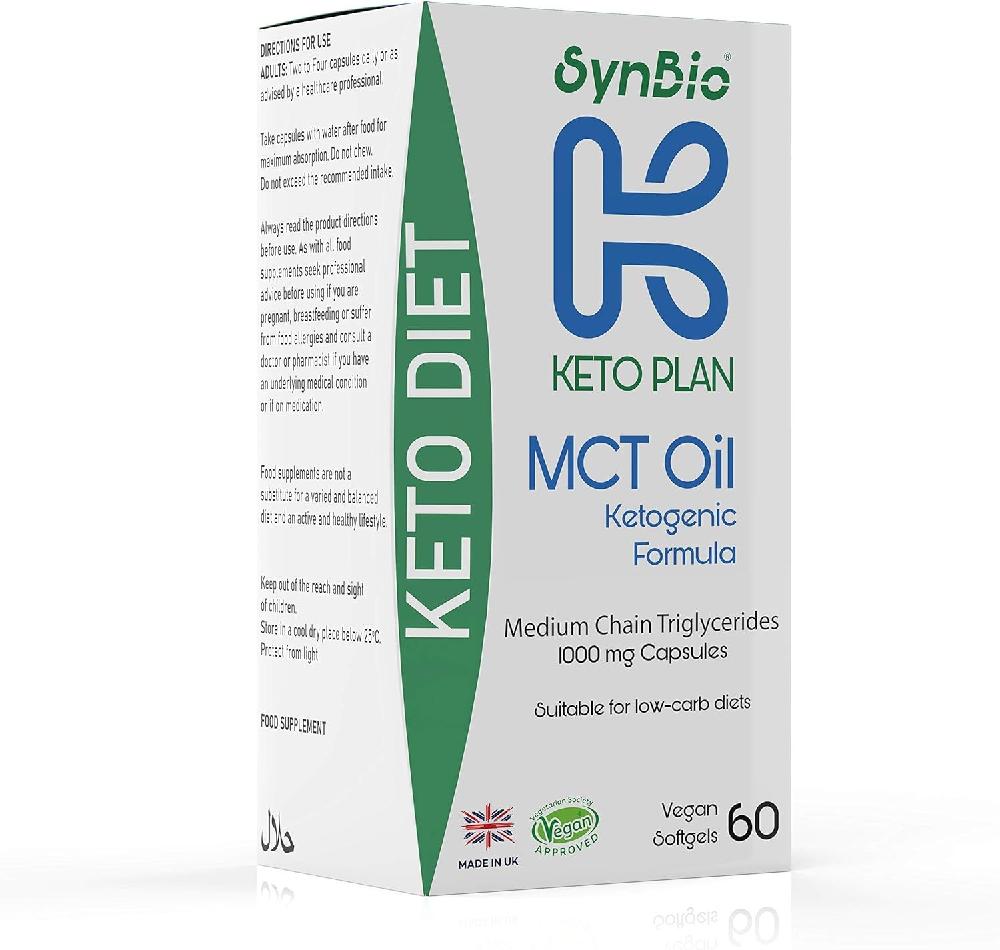 SynBio <b>MCT</b> 오일 <b>중쇄 지방산</b> 1000mg 비건 소프트젤 60캡슐