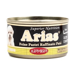 아리아스 강아지 원형캔 닭고기소고기, 100g, 1개