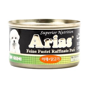 아리아스 강아지 원형캔 닭고기야채, 100g, 1개