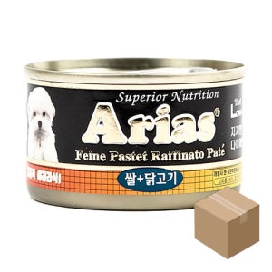 아리아스 강아지 원형캔 닭고기쌀, 100g, 24개