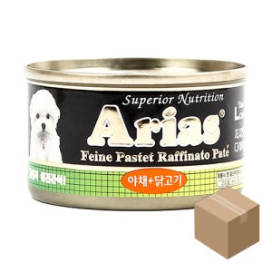 아리아스 강아지 원형캔 닭고기야채, 100g, 24개