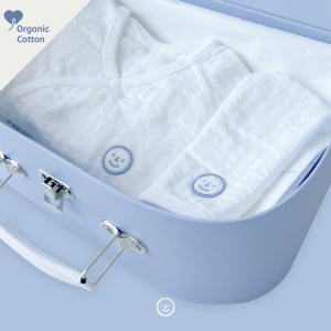 [오가닉 출산선물 2종] 반팔배냇가운 & 꼭지모자