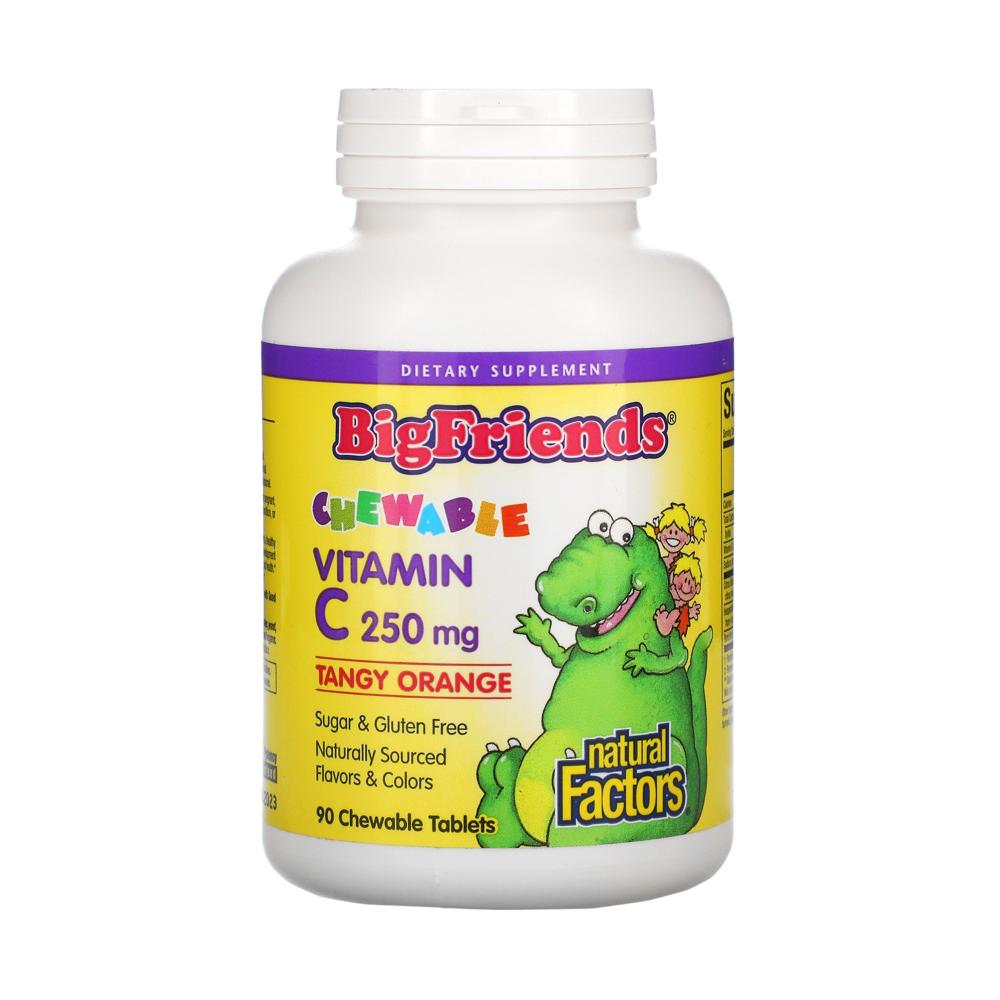 네추럴팩터스 <b>빅 프렌즈</b> 키즈 <b>츄어블 비타민</b>C 250mg 탠지 오렌지맛 <b>츄어블</b> 90정