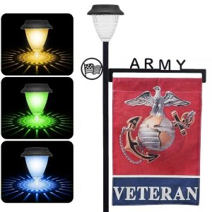 Army Garden Flag Stand Holder with Solar Light Pole With American Gifts Lawn Yard Stake for Outdo 군대