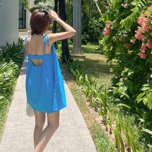 소다 리본 플레어 나시 미니 여름 비치원피스