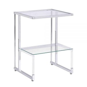 ICE ARMOR 2Tier Acrylic Glass End Table for Living Room Bedroom Stylish and Functional Side