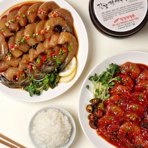 여수 청정게장촌 간장 양념 깐새우장 간장새우 양념새우 500g1kg