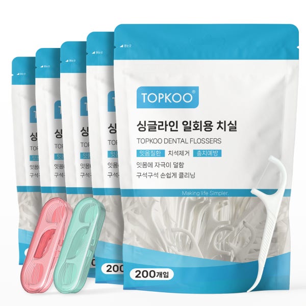 탑쿠 싱글라인 일회용치실 1020개입+휴대용 케이스