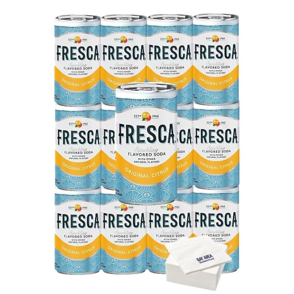 BAY AREA MARKETPLACE 프레스카 스파클링 소다 워터 자몽 시트러스 7.5oz 캔 10개 팩 베이 에어리어 마켓플레이스 냅킨 포함