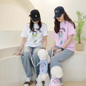 비비드펫 강아지옷 커플룩 여름 개플룩 반팔티셔츠 프린트티 견주티 VIVID-1