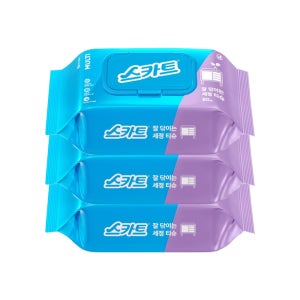 스카트 잘닦이는 세정티슈 80매 X 3개