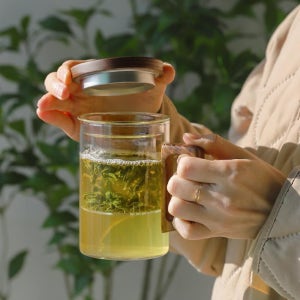 차우리는컵 뚜껑있는유리컵 내열 필터 차망