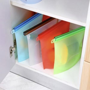 실리콘 팩 푸드 보관 팩 다회용 스탠딩 지퍼백 4개