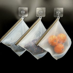 실리콘 팩 푸드 보관 팩 다회용 스탠딩 지퍼백 4개