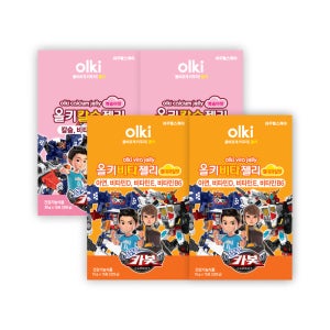 올키X헬로카봇 비타젤리 2박스+칼슘젤리 복숭아맛 2박스 (총 60포) 성장기 어린이 영양제