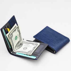 마뜨 소프트 엠보 가죽 머니클립 남자지갑 네이비+그레이 w25091