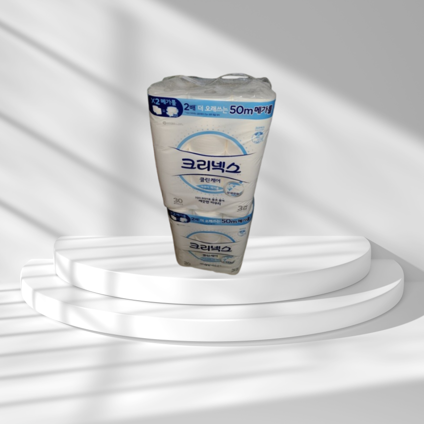 크리넥스 클린 케어 아쿠아 메가롤 50m (30롤) x 2팩