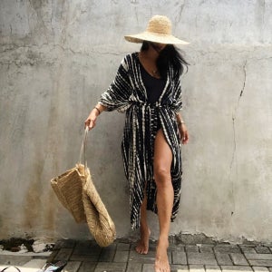 여성 휴양지 해변 바닷가 수영복 커버업 롱 로브 비치 가디건