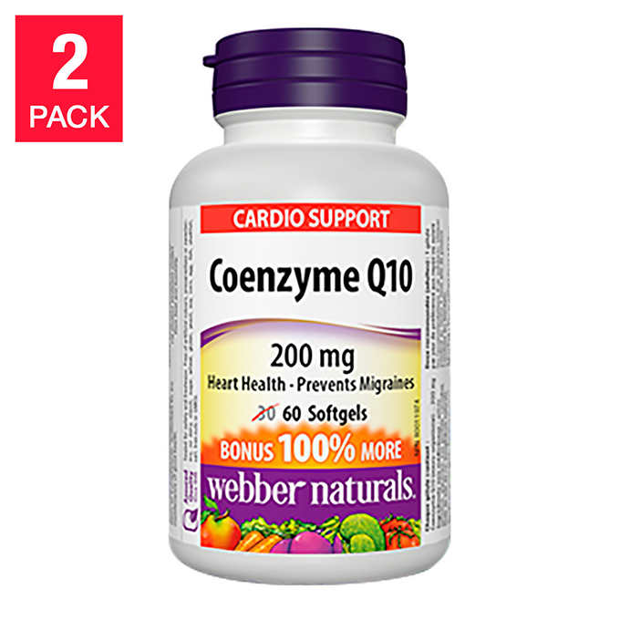 <b>웨버</b>네츄럴 코큐텐 CoQ10 200mg 60소프트젤 2병 대용량