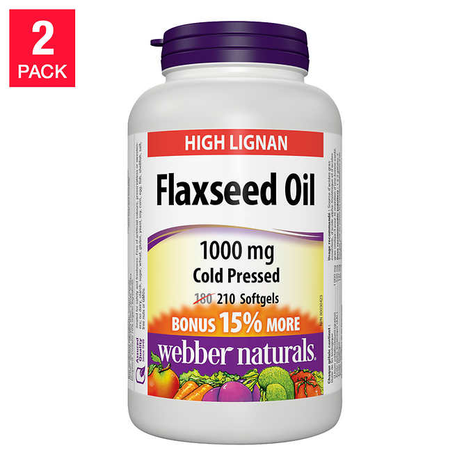 <b>웨버</b>네츄럴 아마씨유 플랙시드 오일 1000mg 90캡슐 2병 대용량