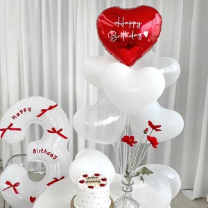 파티아일랜드 자율 문구 하트 스탠드 세트 레드 동글체 풍선 생일이벤트 생일 파티용품