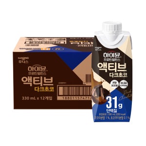 하이뮨 프로틴 밸런스 액티브 대용량 다크초코, 330ml, 12개