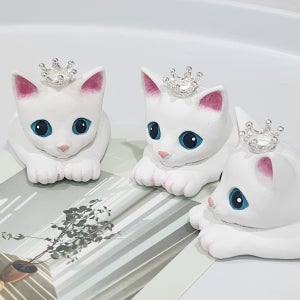 왕관 아기고양이 차량용 석고방향제 무향 내차꾸미기