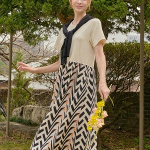 브로드웨이 골드베이지 믹스 원피스 LWKHAOP0176-IB