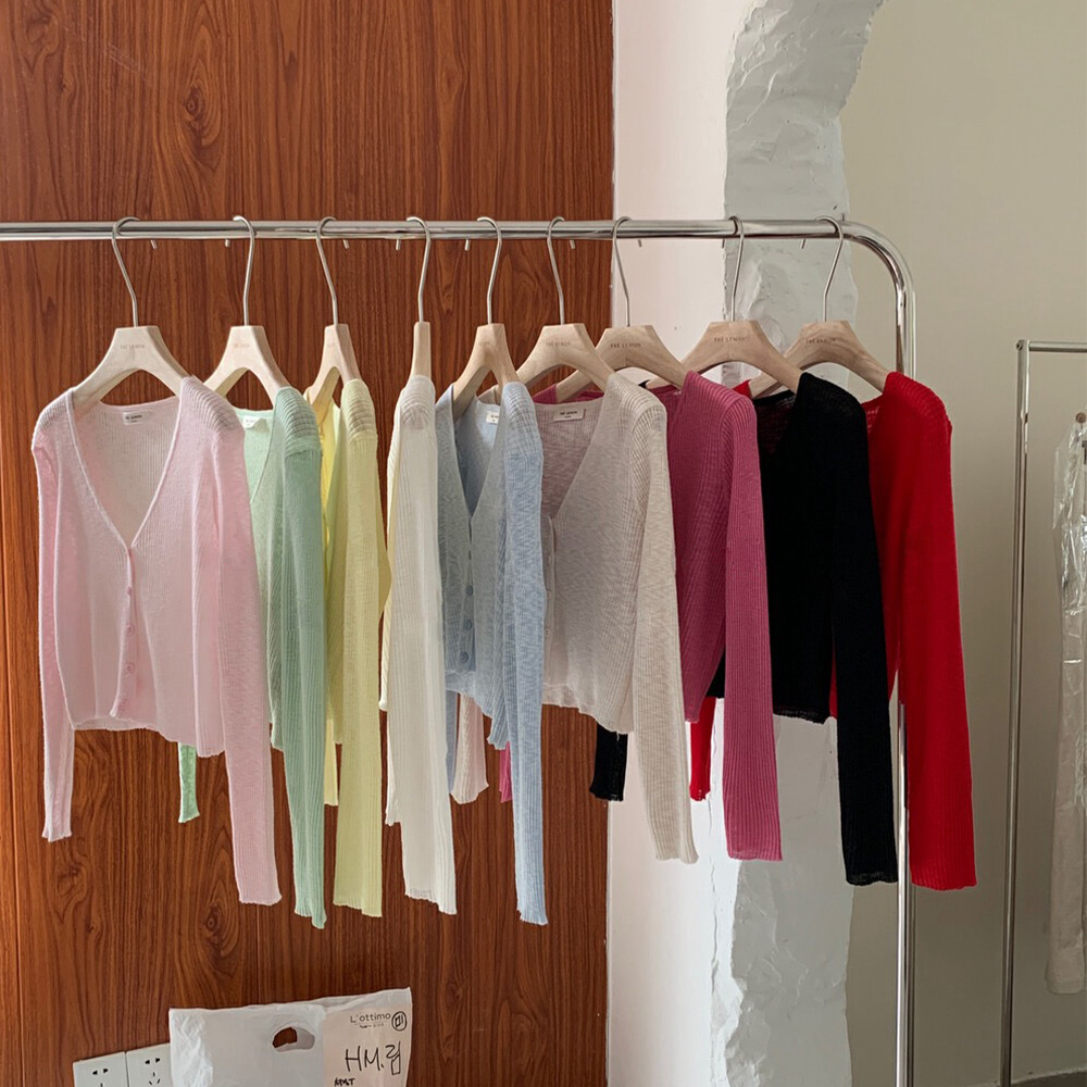 9color 여름 얇은 비치가디건 시스루 커버업 니트 숏 크롭 가디건 화이트 블랙 핑크
