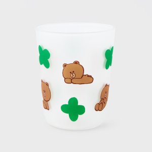 라인프렌즈 브라운 실리콘 글라스 콜드컵 (450ml)