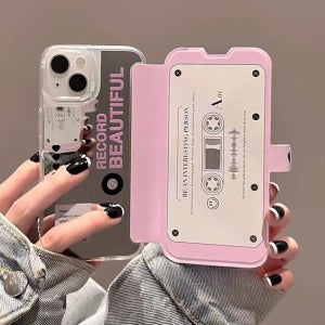 갤럭시 젬폰 퀀텀4 레터링 빈티지 테이프 카세트 A22 A72 S8 미러 플립 케이스