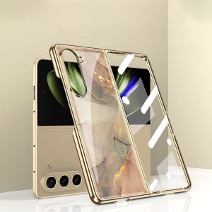 갤럭시 스타일리시 심플한 마블 Z폴드5 전기 도금 5G 보라색 케이스