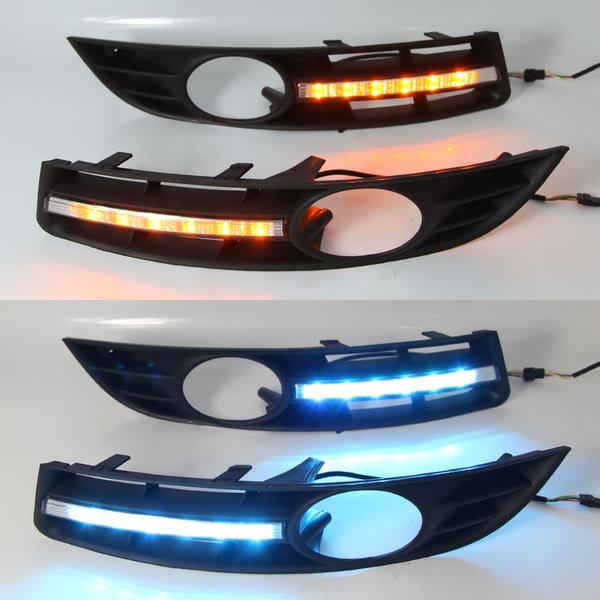 파사트 led5파이확산그린색 폭스바겐 B6 2005 2011 자동차 조명 DRL LED 안개등 주행등 노란색 방향 지시등 1 쌍