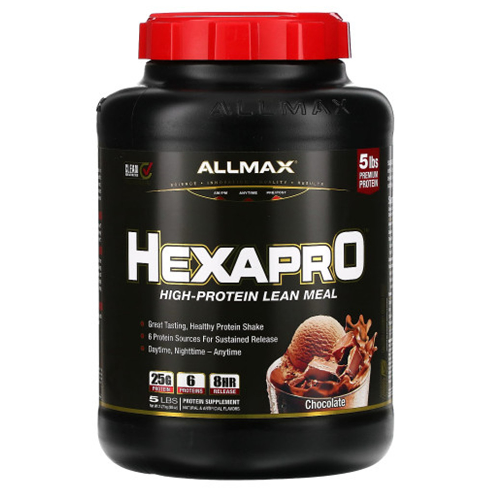 올맥스 Hexapro 울트라 프리미엄 6 가지 <b>단백질 혼합물</b> 초콜릿 5 lbs(2.27 kg)