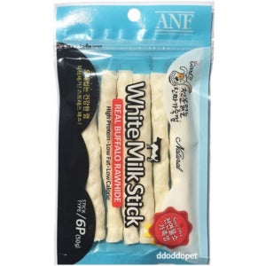 ANF 화이트 밀크스틱 6p 강아지 천연 물소가죽 껌